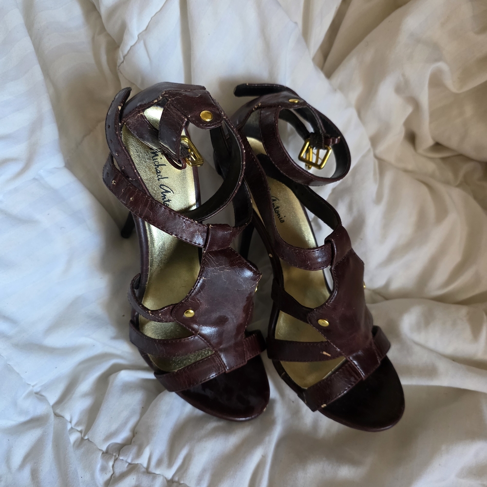 Women’s Strappy High Heel Sandals in Dark Brown
